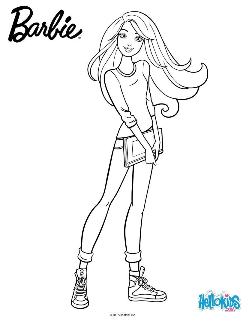 Hellokids Coloring Pages
 Barbie looks great with her books More Barbie coloring
