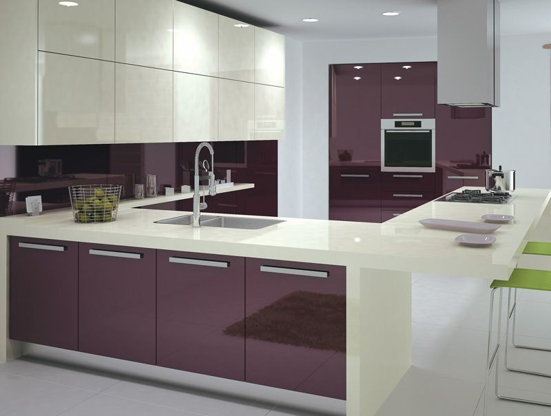 High Gloss White Kitchen Cabinet
 Purple High Glossy Kitchen Design Ipc408 High Gloss