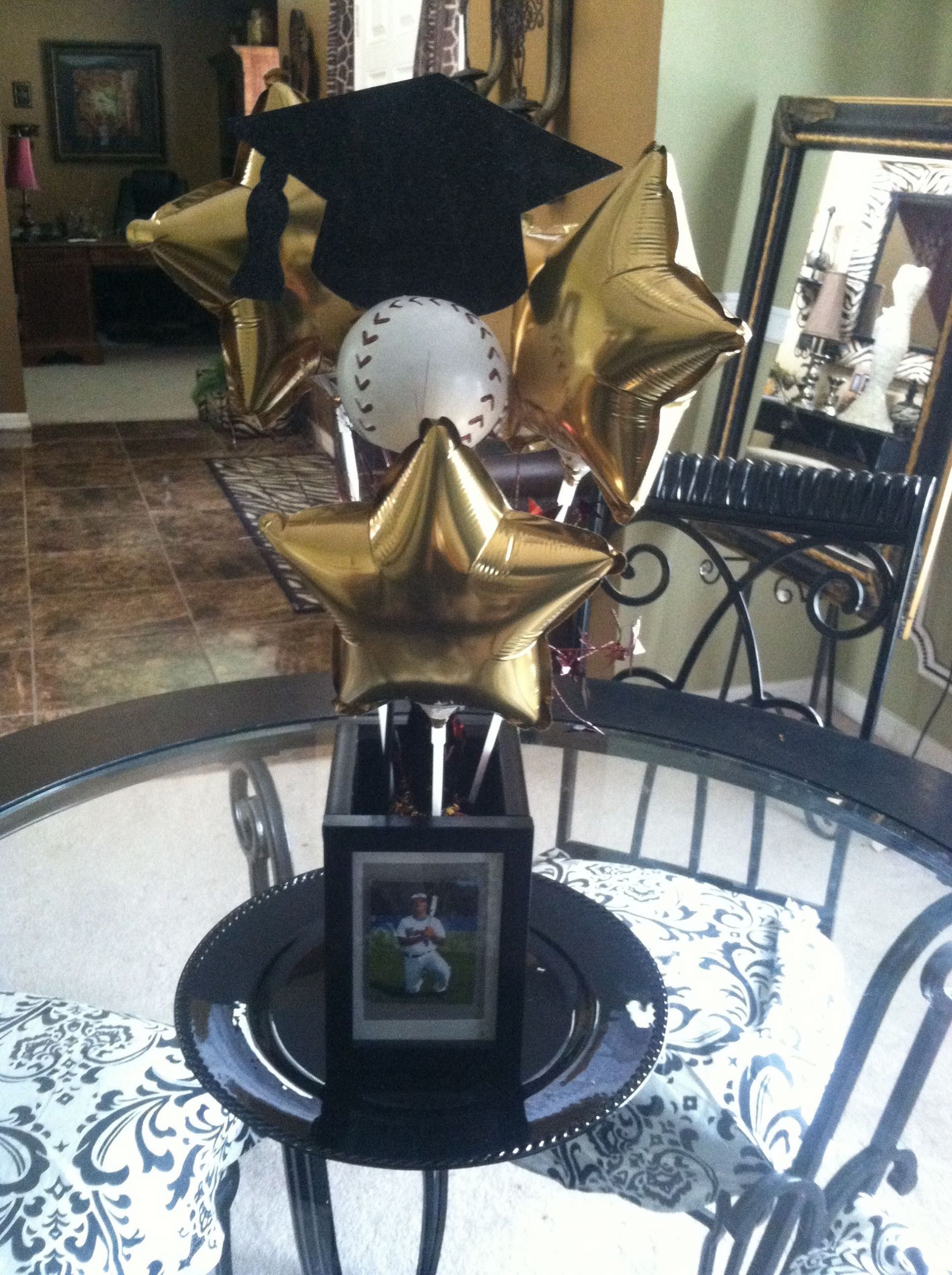 High School Graduation Party Ideas For Guys
 Graduation centerpiece love this without he baseball for