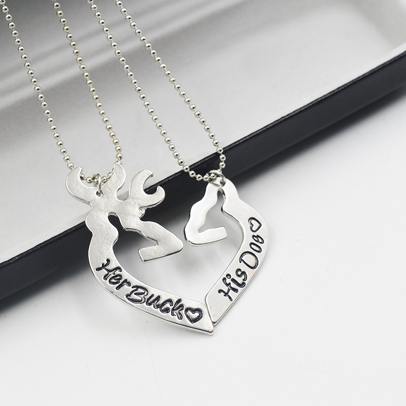 His And Her Buck And Doe Necklaces
 Engraved His Her Heart Her Buck His Doe Necklace Guitar