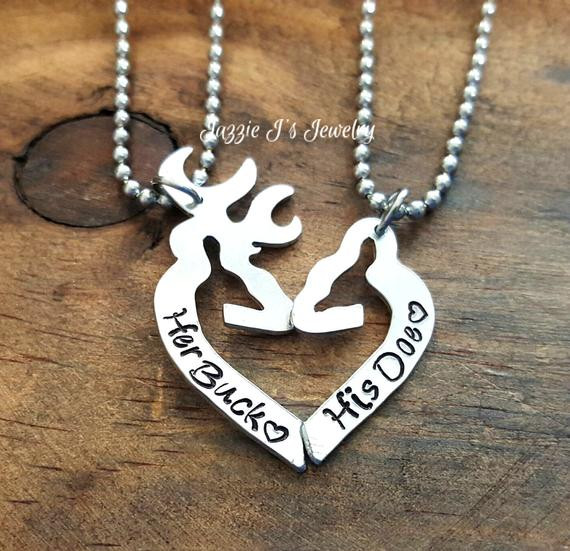 His And Her Buck And Doe Necklaces
 Her Buck His Doe Necklace Set Personalized Set Personalized