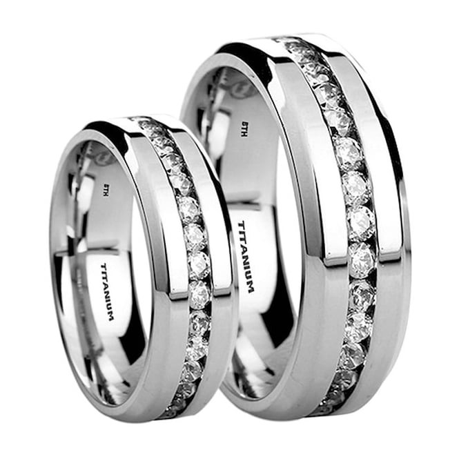 His And Hers Titanium Wedding Rings
 His And Hers 6mm 8mm Created Diamonds Titanium Wedding