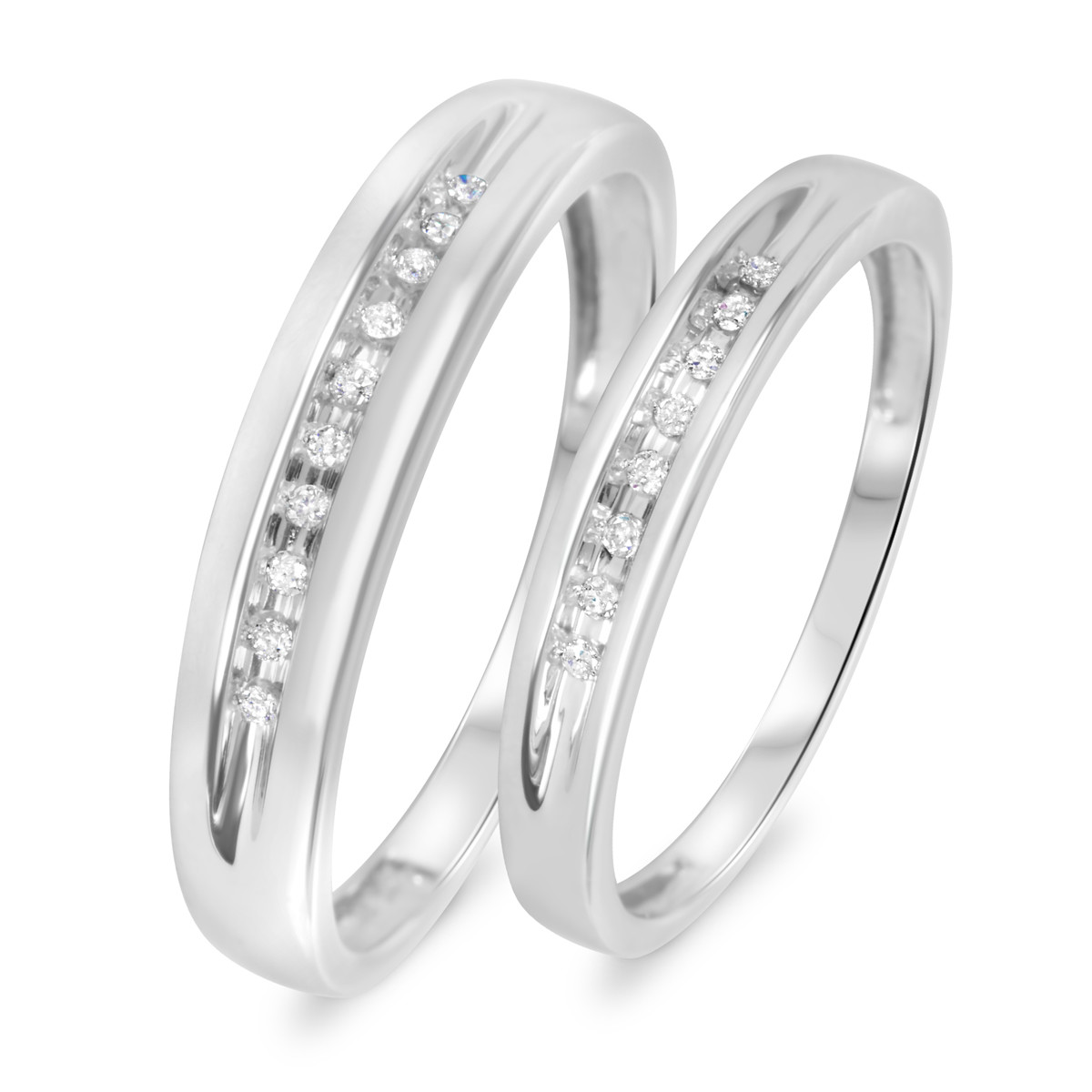 His And Hers Wedding Bands White Gold
 1 10 Carat T W Diamond His And Hers Wedding Rings 14K