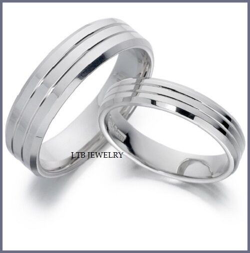 His And Hers Wedding Bands White Gold
 HIS & HERS 14K WHITE GOLD MATCHING WEDDING BANDS RINGS