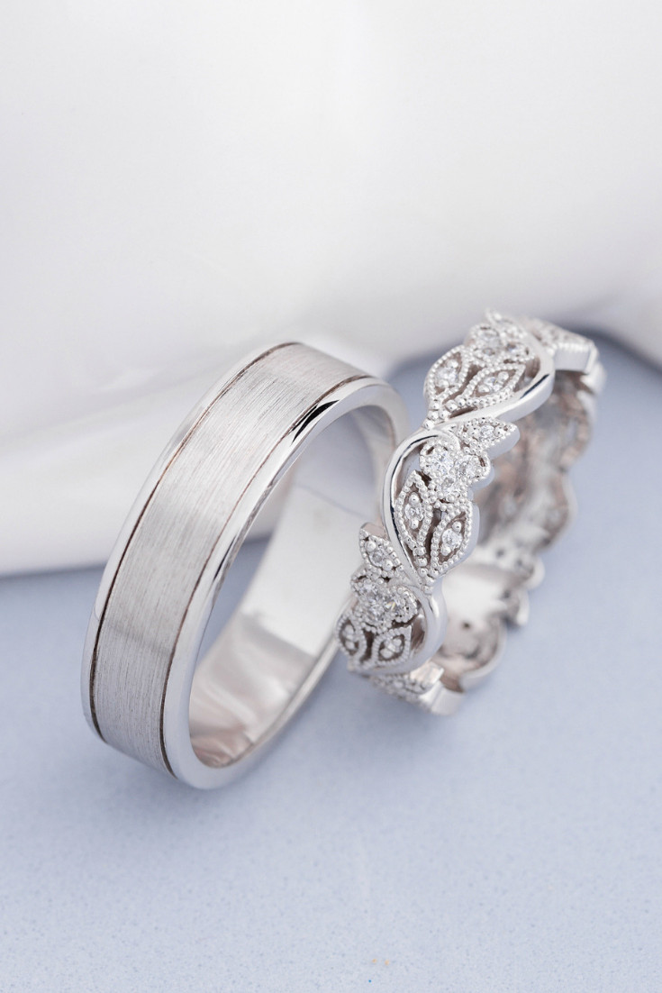 His And Hers Wedding Bands White Gold
 His and Hers wedding Bands Wedding rings set Unique