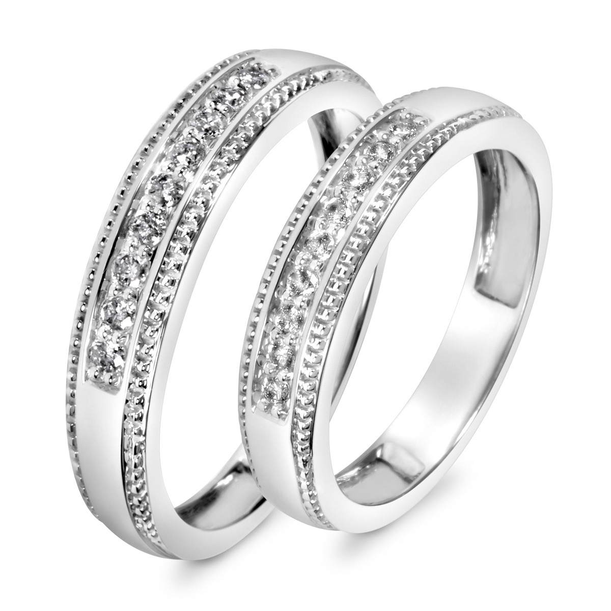 His And Hers Wedding Bands White Gold
 1 3 CT T W Diamond His And Hers Wedding Band Set 10K
