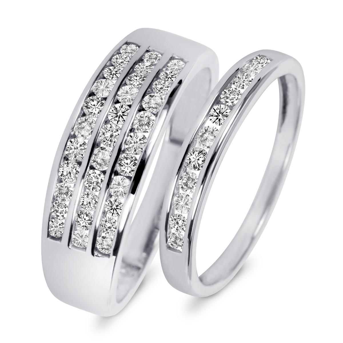 His And Hers Wedding Bands White Gold
 7 8 Carat T W Diamond His And Hers Wedding Rings 14K