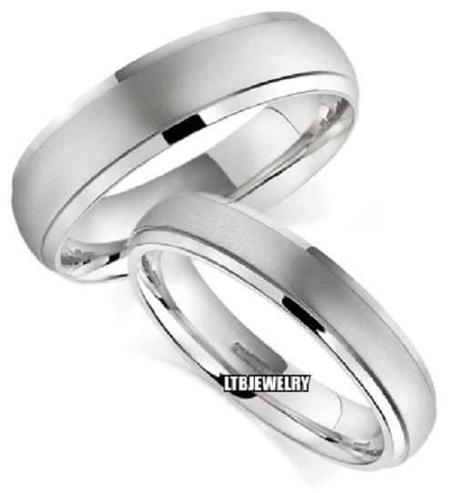 His And Hers Wedding Bands White Gold
 14K WHITE GOLD HIS HERS MATCHING WEDDING BANDS SET