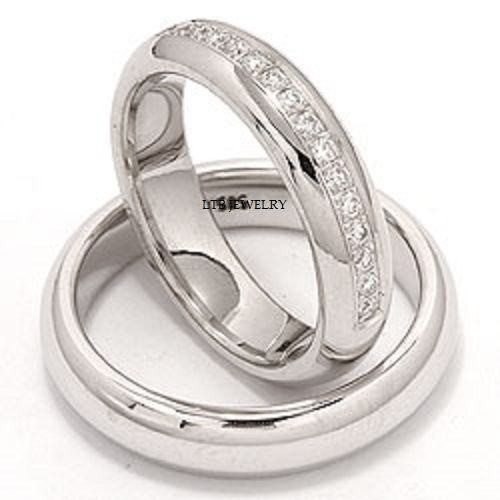 His And Hers Wedding Bands White Gold
 14K WHITE GOLD MATCHING HIS & HERS WEDDING BANDS DIAMOND