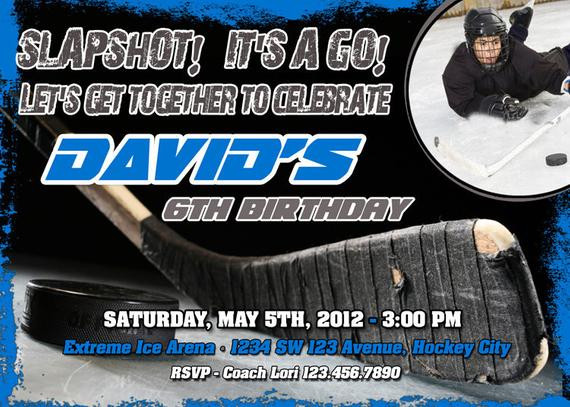 Hockey Birthday Invitations
 Ice Hockey Birthday Invitation Printable File DIY Hockey