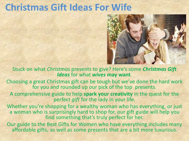 Holiday Gift Ideas For The Wife
 PPT christmas ts for women PowerPoint Presentation