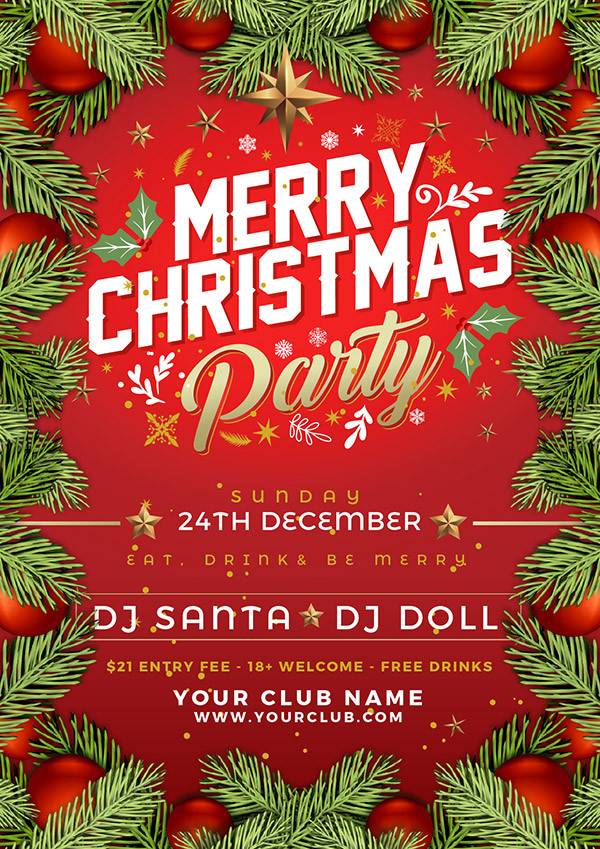 Holiday Party Flyer Ideas
 Free Christmas Party Flyer Poster Design Template 2017