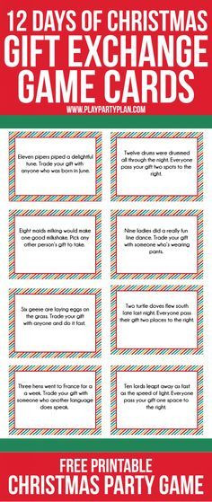 Holiday Party Game Ideas For Work
 12 Days of Christmas Party Gift Exchange Game