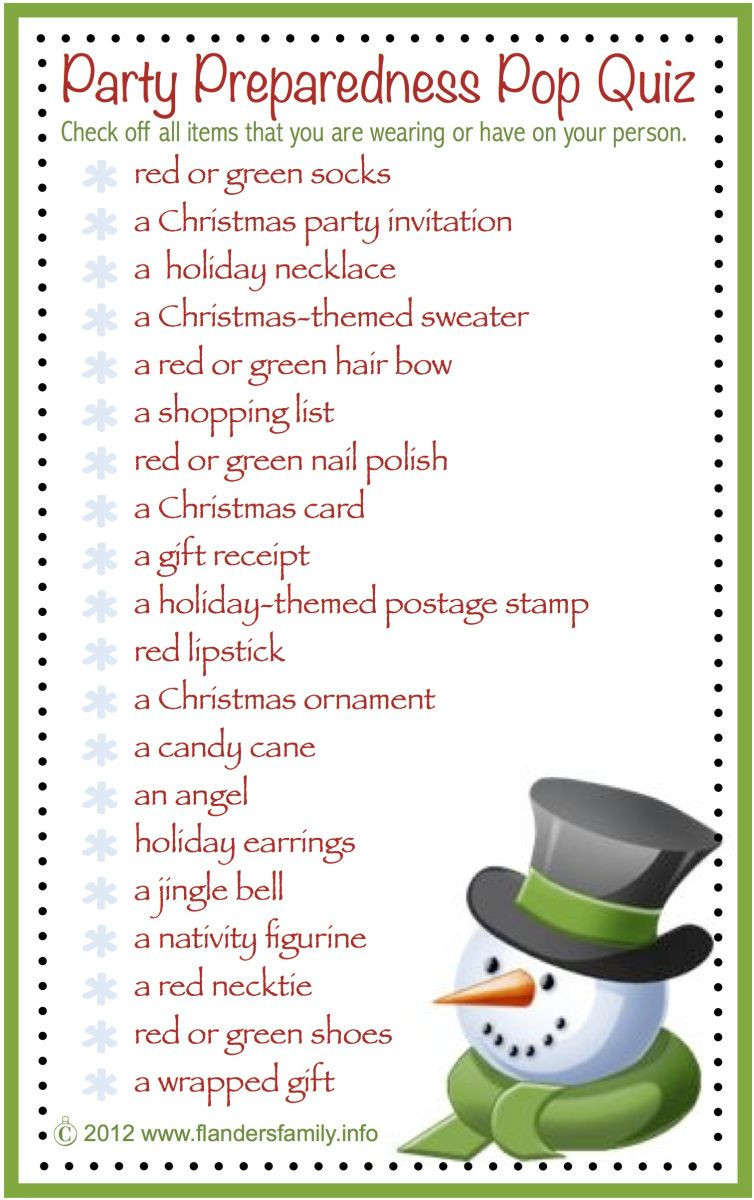 Holiday Party Game Ideas For Work
 Party Preparedness Pop Quiz Free Printable