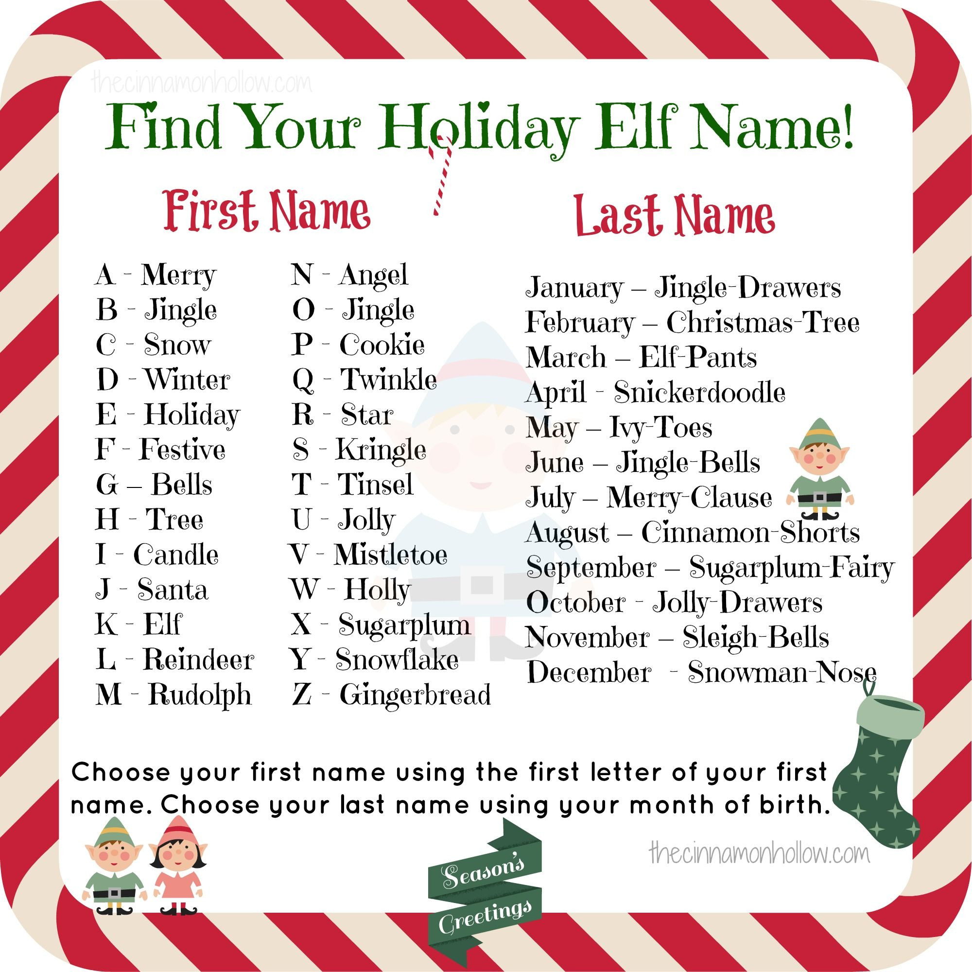 Holiday Party Name Ideas
 what is your elf name google search stuff pinterest