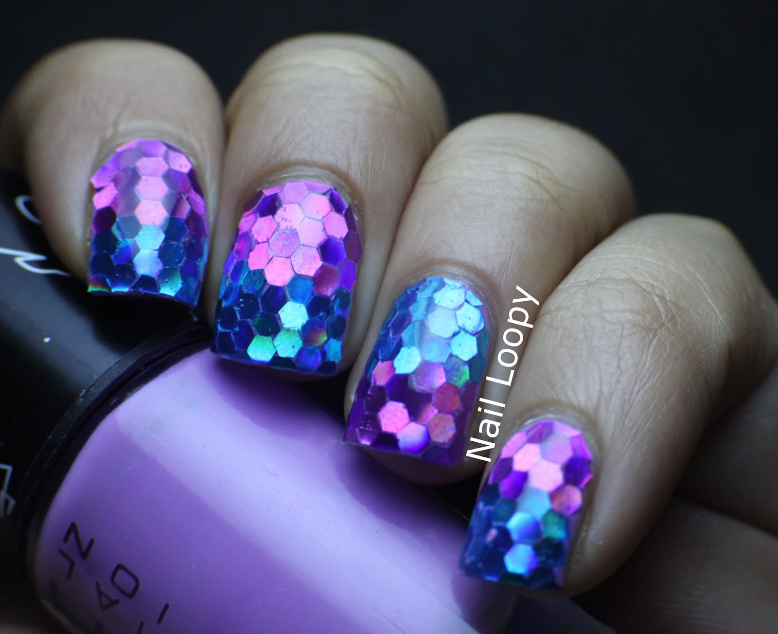 Holo Glitter Nails
 nail loopy HOLOGRAPHIC BLUE & PURPLE GLITTER PLACEMENT