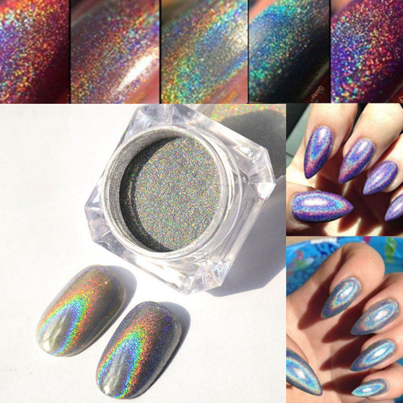 Holographic Glitter Nails
 2g Rainbow Holographic Laser Powder Nail Glitter Chrome