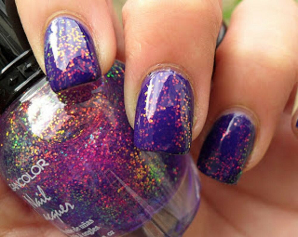 Holographic Glitter Nails
 1 New Kleancolor CHUNKY HOLO PURPLE 3D Holographic Glitter