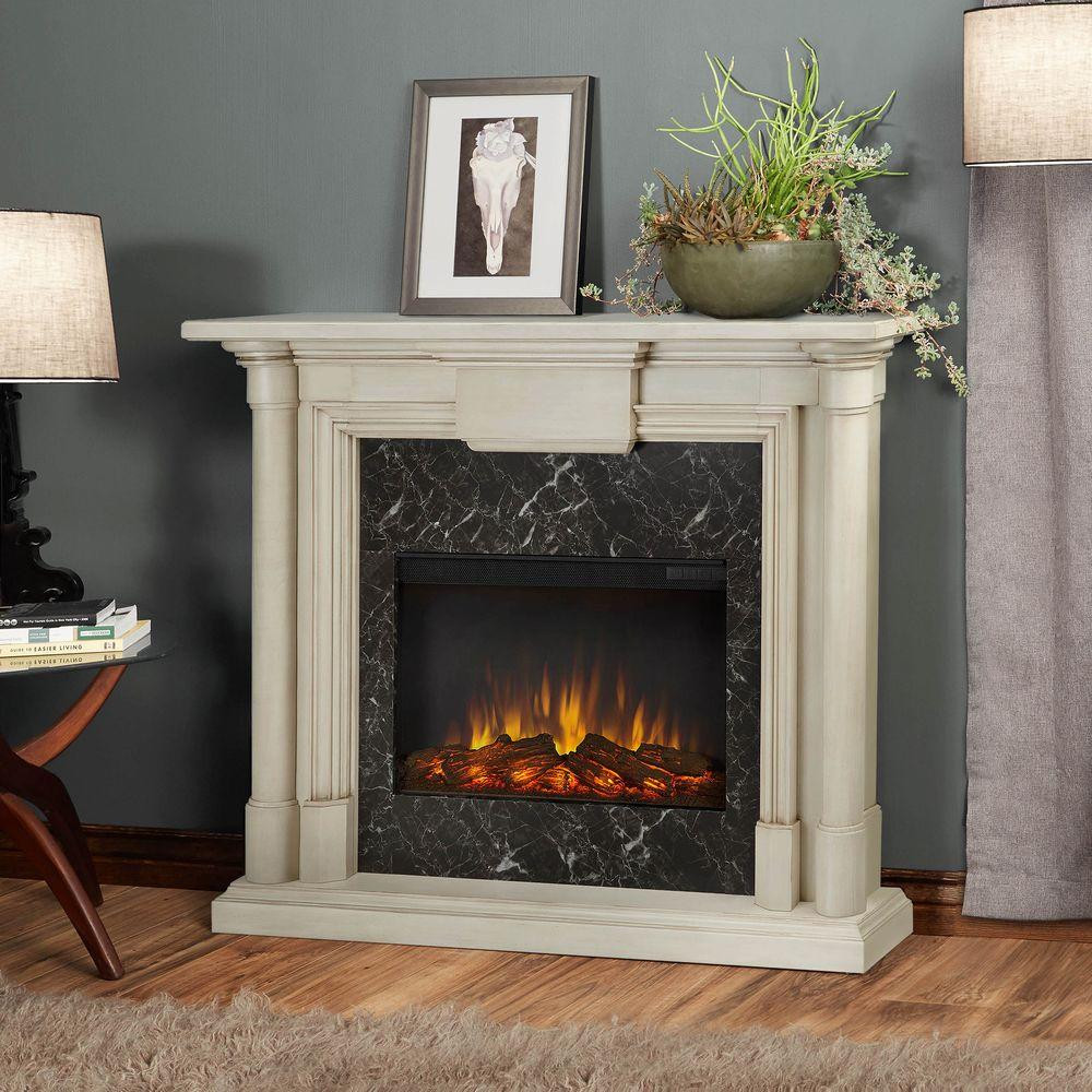 Home Depot Electric Heaters Fireplace
 Real Flame Maxwell 48 in Electric Fireplace in Whitewash