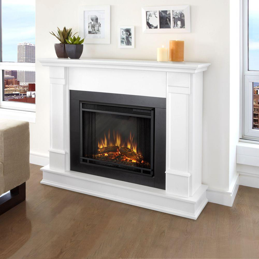 Home Depot Electric Heaters Fireplace
 Real Flame Silverton 48 in Electric Fireplace in White