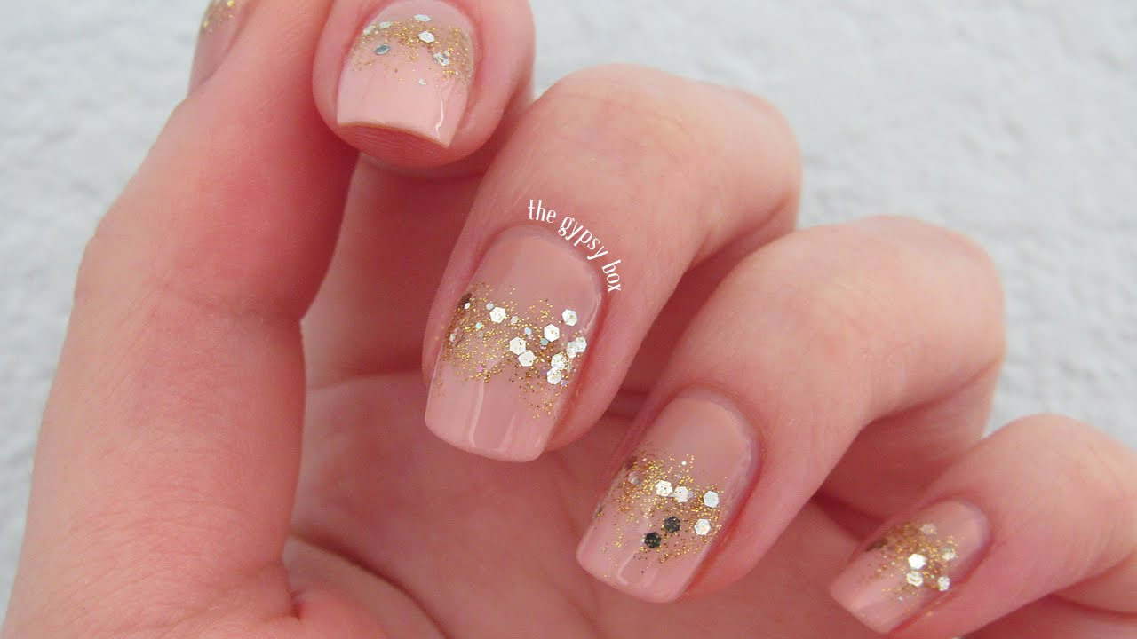 Homecoming Nail Designs
 Gold & Pink Prom Nail Art Design