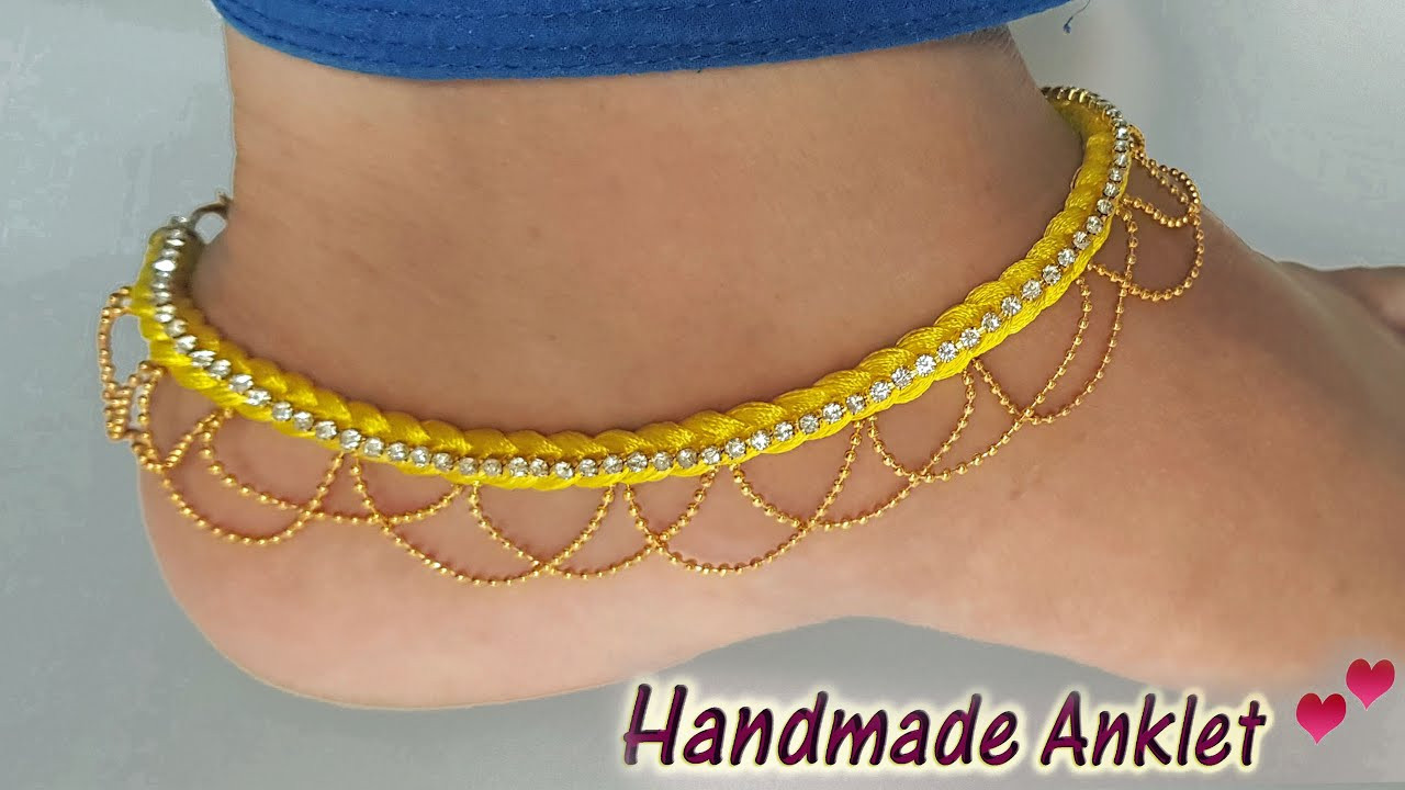 Homemade Anklet
 DIY Beautiful handmade Anklet design Homemade Payal