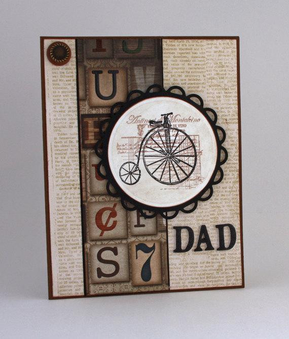 Homemade Birthday Cards For Dad
 Dad Handmade Card Bicycle Card Father Card Birthday Card