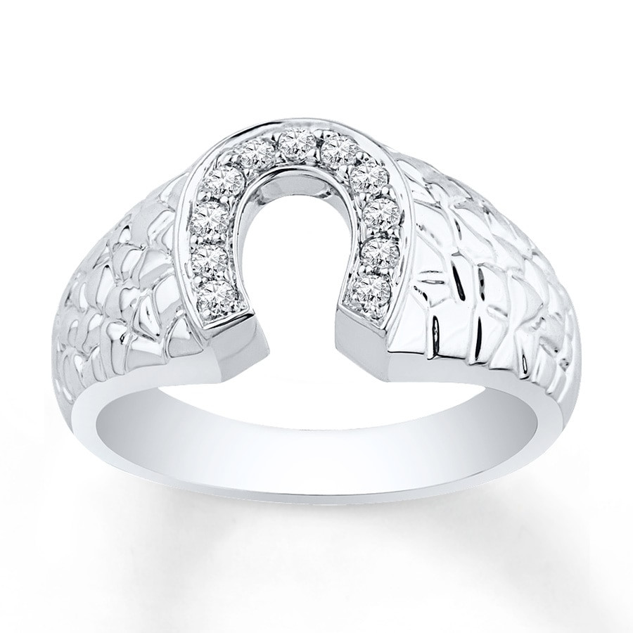 Horseshoe Wedding Rings
 Men s Horseshoe Ring 1 5 ct tw Diamonds 10K White Gold