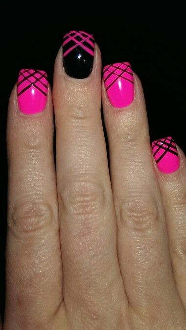 Hot Pink And Black Nail Designs
 Pinterest • The world’s catalog of ideas