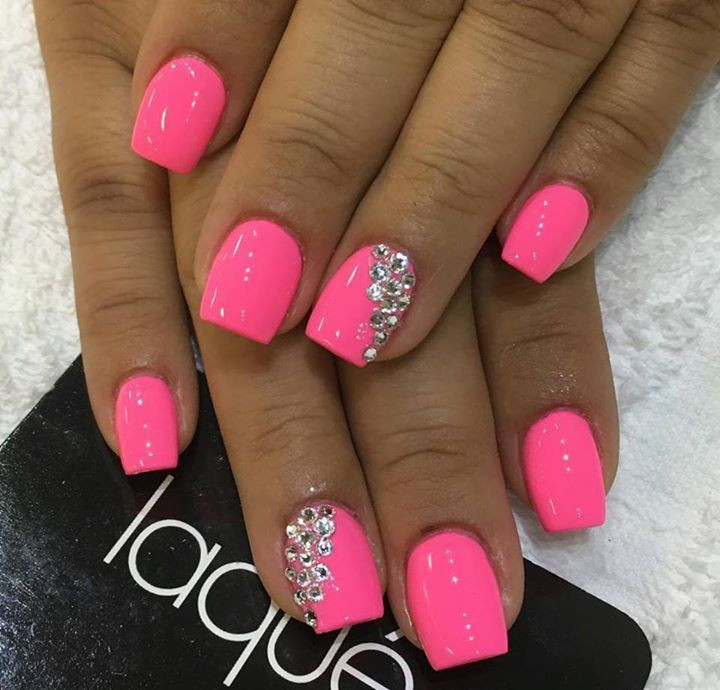 Hot Pink And Black Nail Designs
 Neon pink