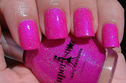 Hot Pink Glitter Nails
 Hot Pink Glitter Nail Polish s and