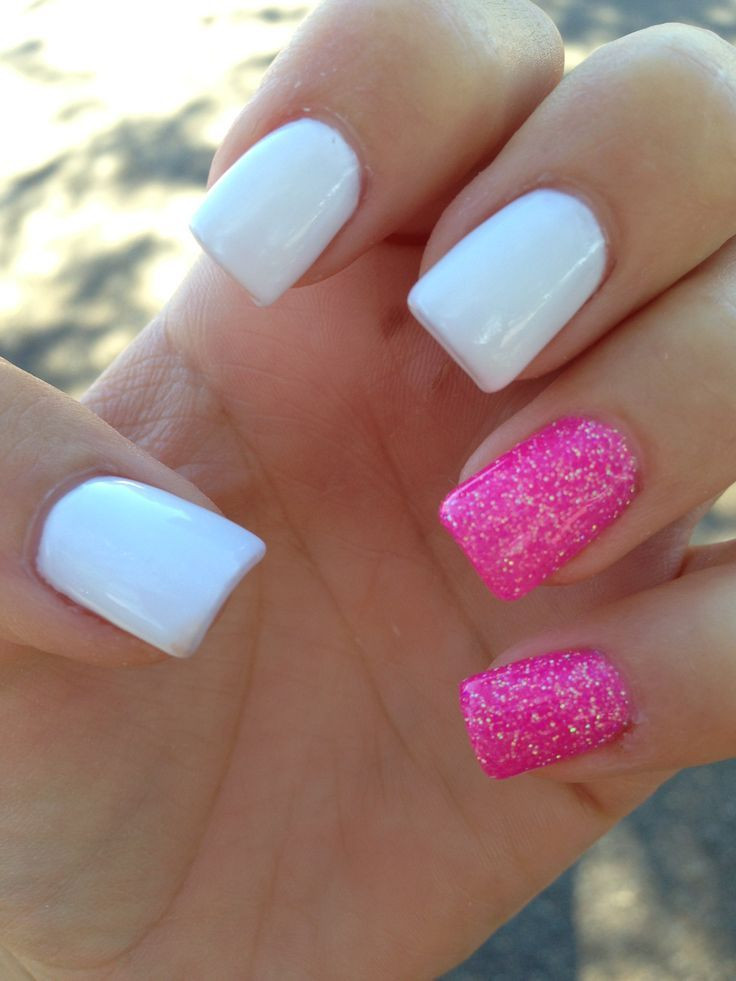 Hot Pink Glitter Nails
 new acrylic nail designs 2016