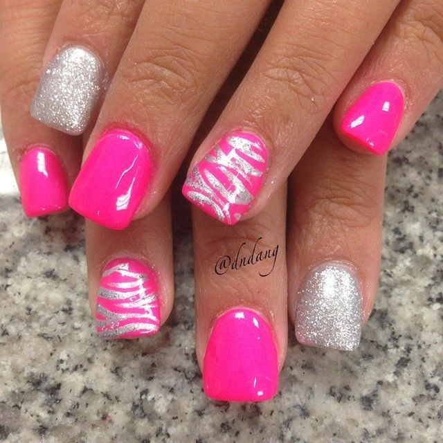 Hot Pink Glitter Nails
 dndang Search Instagram