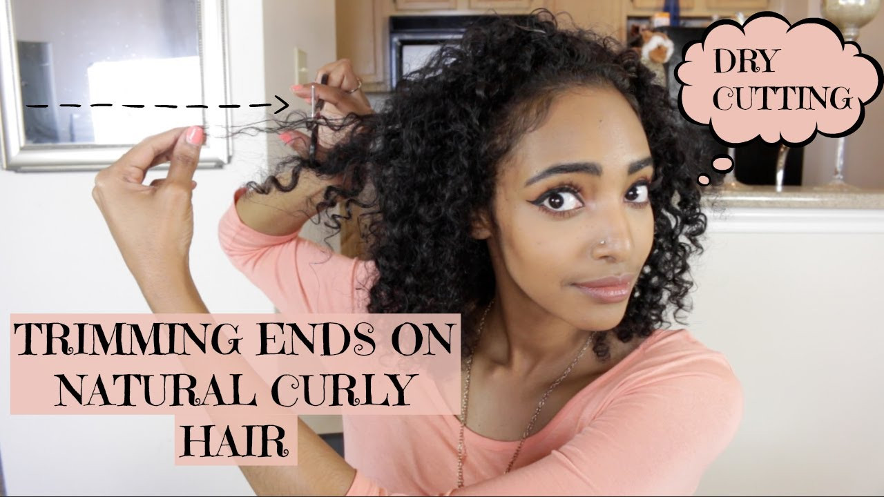 How To Cut Curly Hair Dry
 Trimming my Damaged Ends Dry Cut on Curly Hair