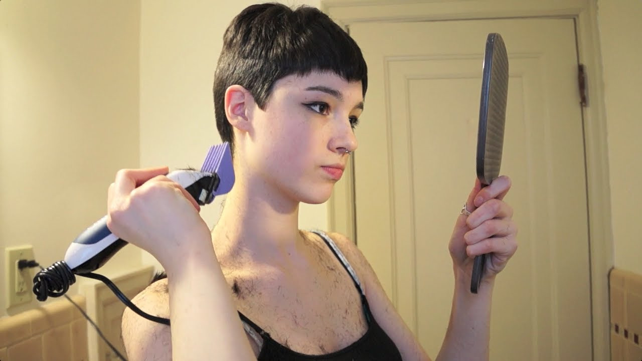 How To Cut The Back Of Your Hair Short
 Trimming My Pixie Cut