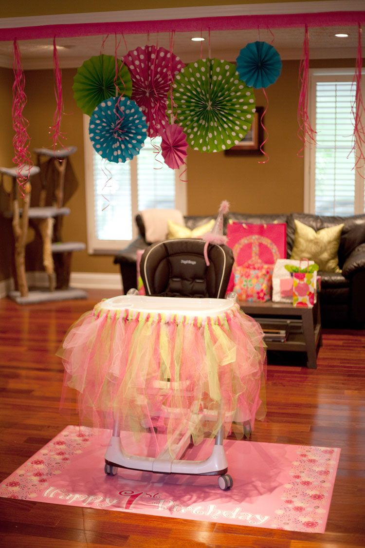 How To Decorate Birthday Party
 Olivia s 1st birthday high chair decorations