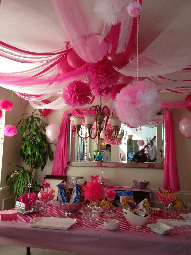 How To Decorate Birthday Party
 "Pink Party" Decor I used a hula hoop as the central