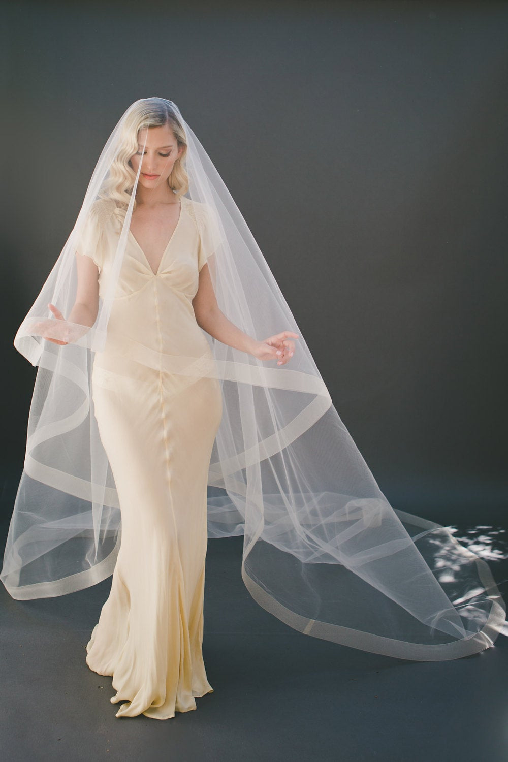 How To Make A Cathedral Wedding Veil
 Horsehair Veil Ivory Drop Veil Drop Veil Cathedral Veil