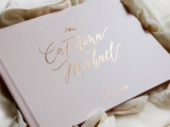 How To Make A Wedding Guest Book
 Wedding Guest Book Rose Gold Foil Wedding Guestbook Custom