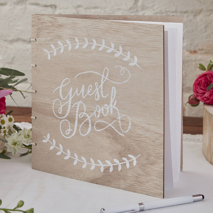 How To Make A Wedding Guest Book
 boho wooden wedding guest book by ginger ray