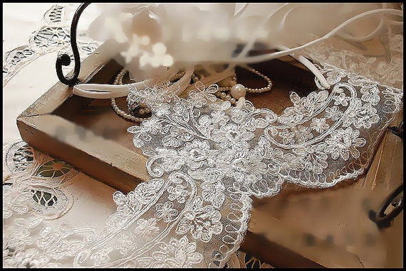 How To Make A Wedding Veil With Lace Trim
 Items similar to Ivory Alencon Lace Trim Wedding Veil