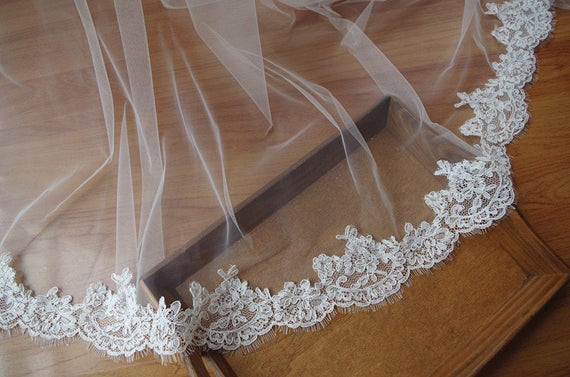 How To Make A Wedding Veil With Lace Trim
 ivory lace trim for bridal veil eyelash lace trim