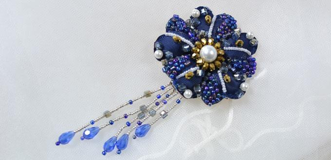 How To Make Brooches
 How to Make a Blue Flower Brooch with Beads Ribbons and