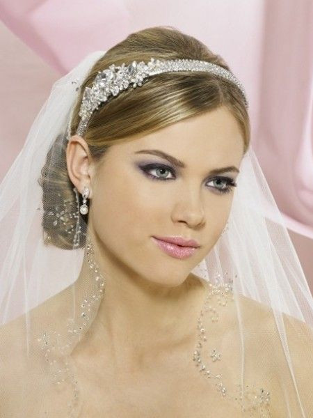 How To Make Wedding Veils And Tiaras
 Medium length tulle wedding veil rhinestones beaded and