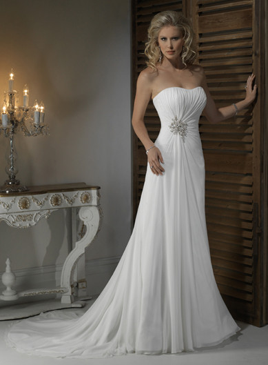 How To Make Your Own Wedding Dress
 Gorgeous Strapless A line Chapel Train bridal gowns make