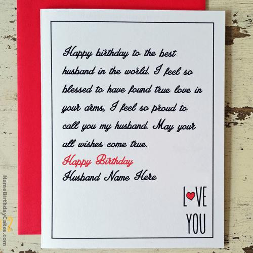 How To Write A Birthday Card
 Love Birthday Card for Husband With Name