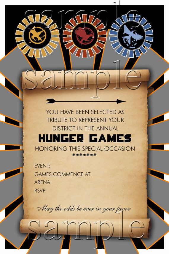 Hunger Games Birthday Party Ideas
 Hunger Games Party Invitation by BookishWays on Etsy $12