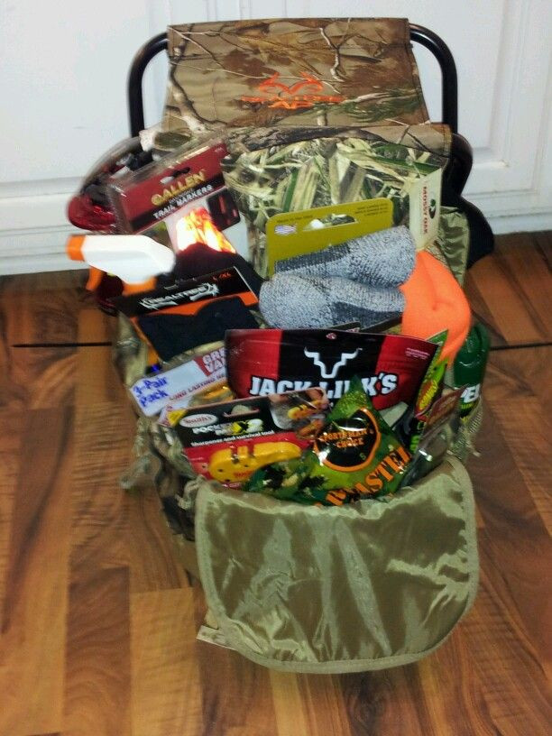 Hunting Gift Ideas For Boyfriend
 Hunting Basket idea for raffle Camo backpack zip tied to