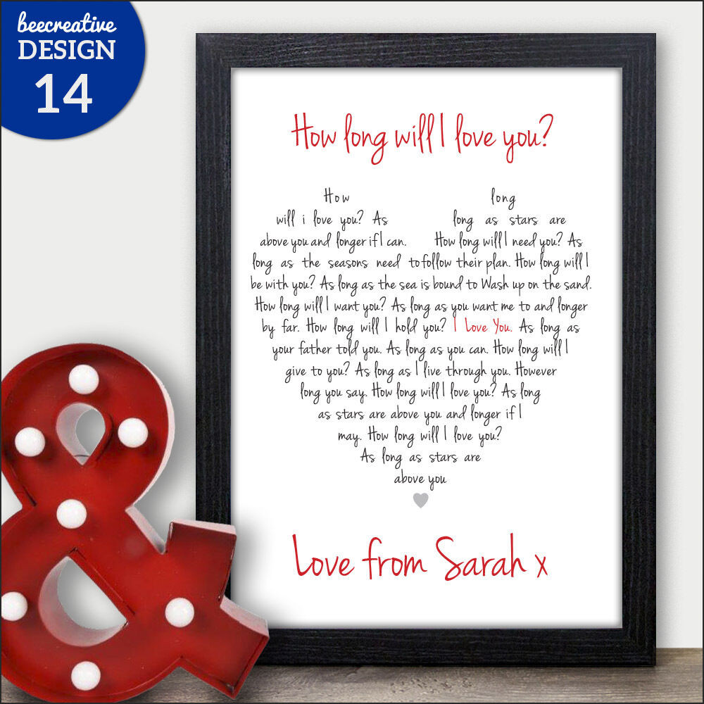 Husband Birthday Gifts
 How Long Will I Love You Romantic Personalised Birthday