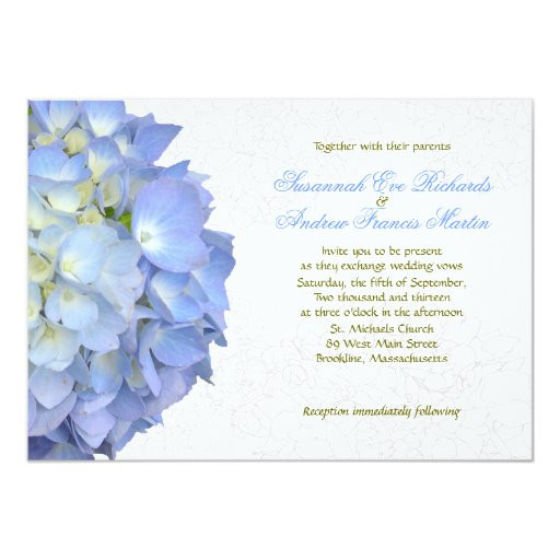 Hydrangea Wedding Invitation
 Blue Moon Hydrangea Custom Wedding Invitation